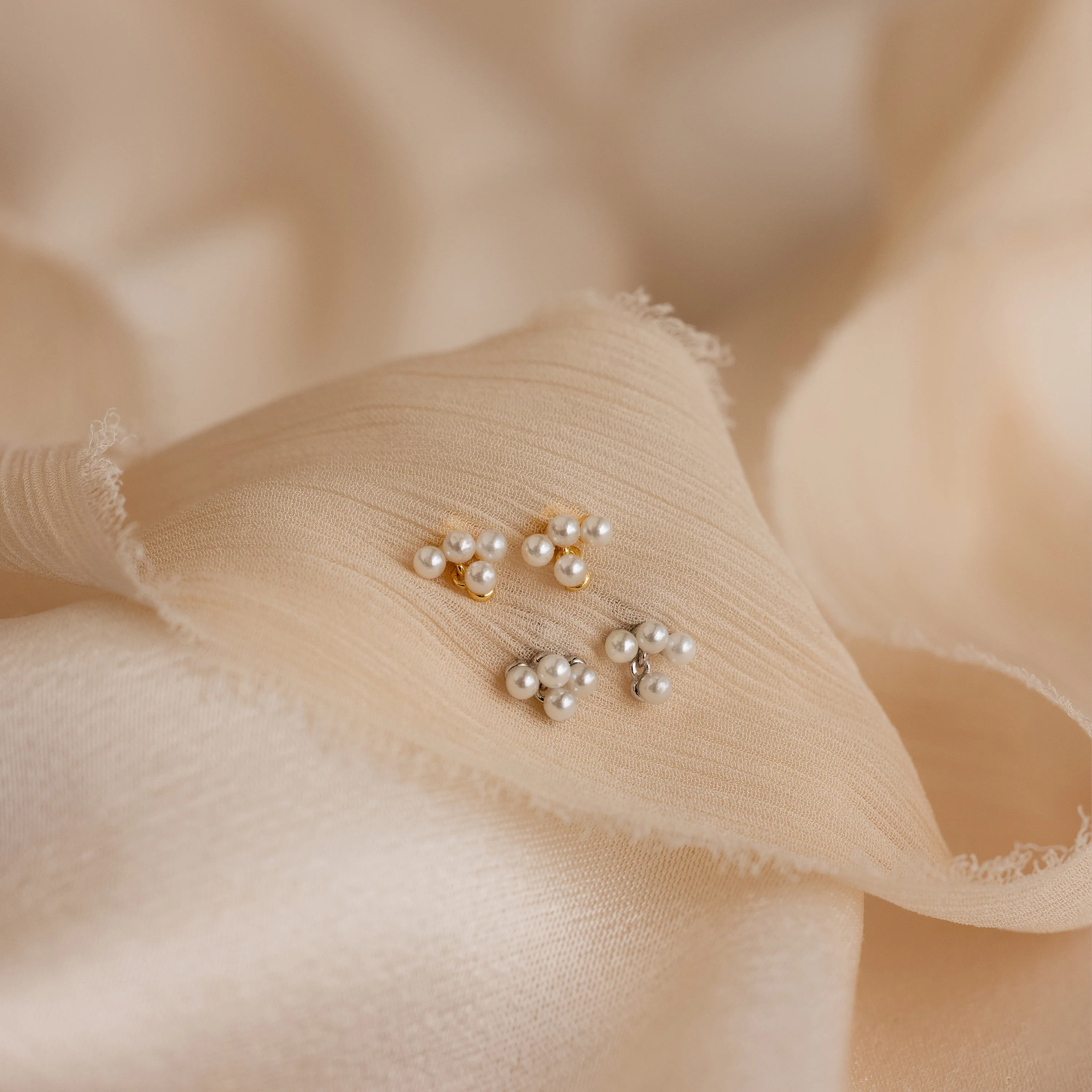 Pearl Cluster Drop Studs - Image 3