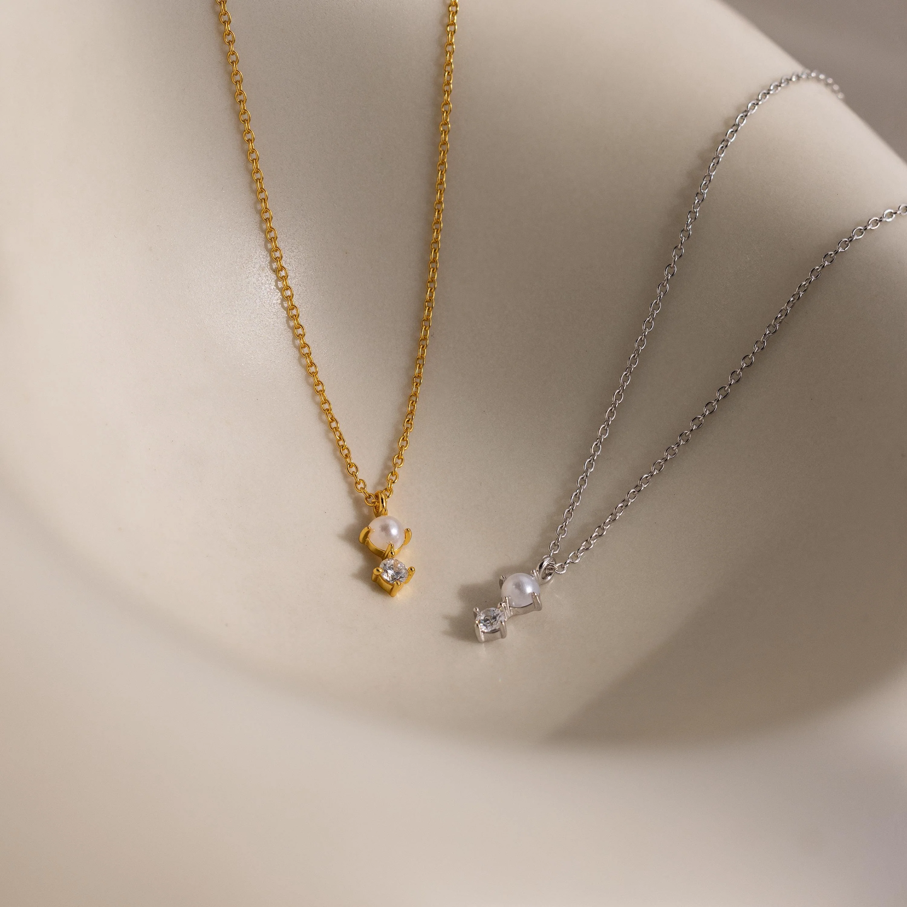 Pearl Diamond Drop Necklace - Image 3
