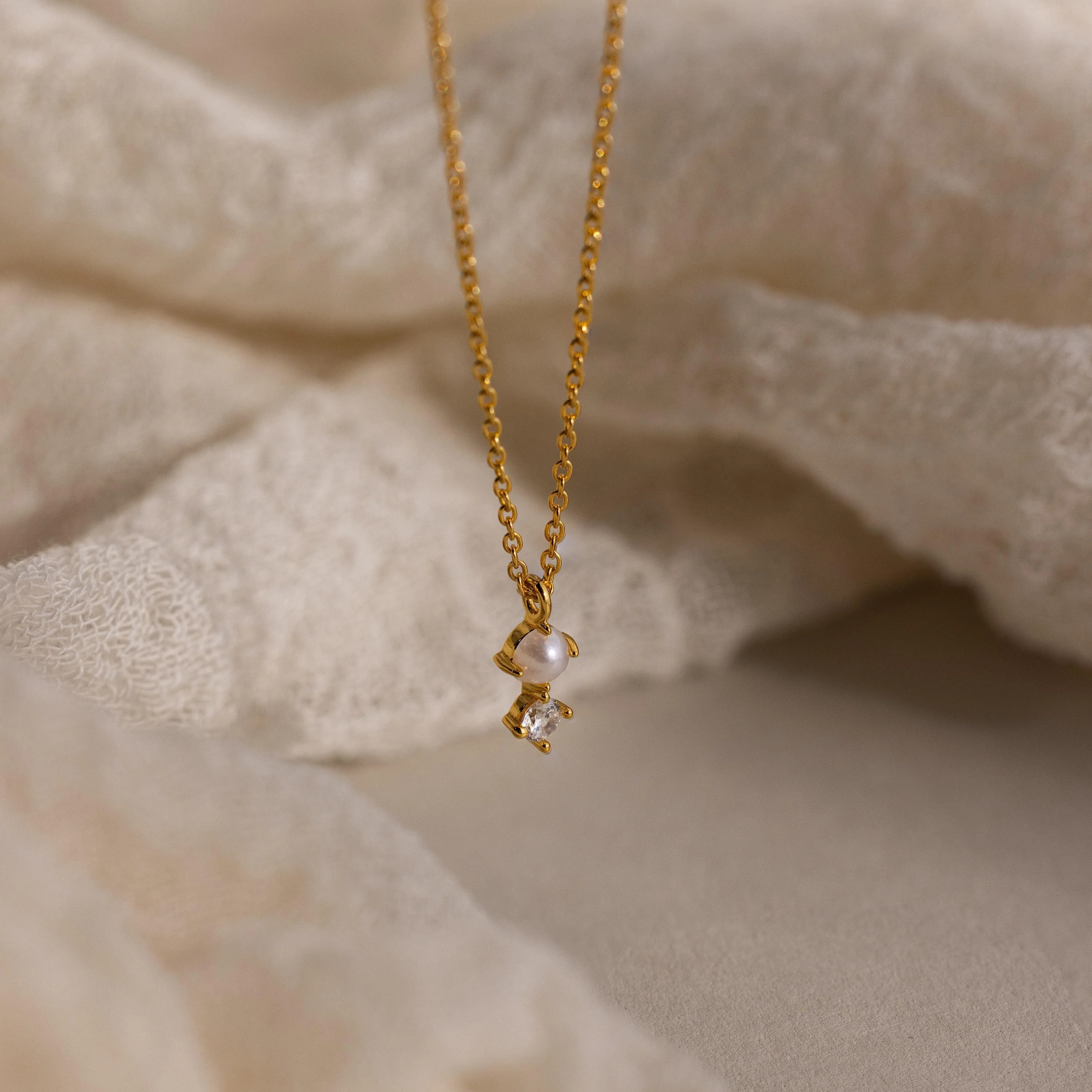 Pearl Diamond Drop Necklace - Image 5