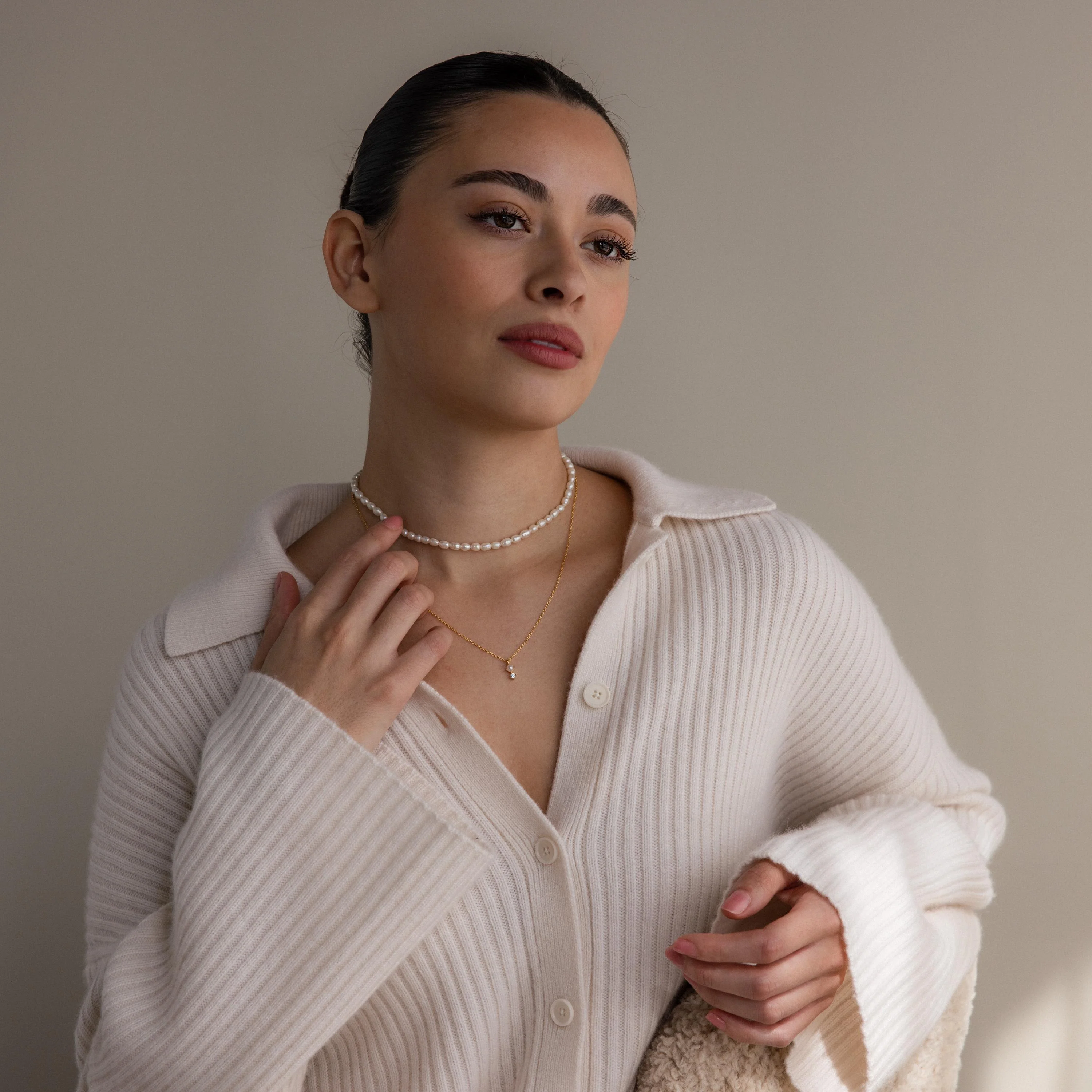 Pearl Diamond Drop Necklace - Image 6