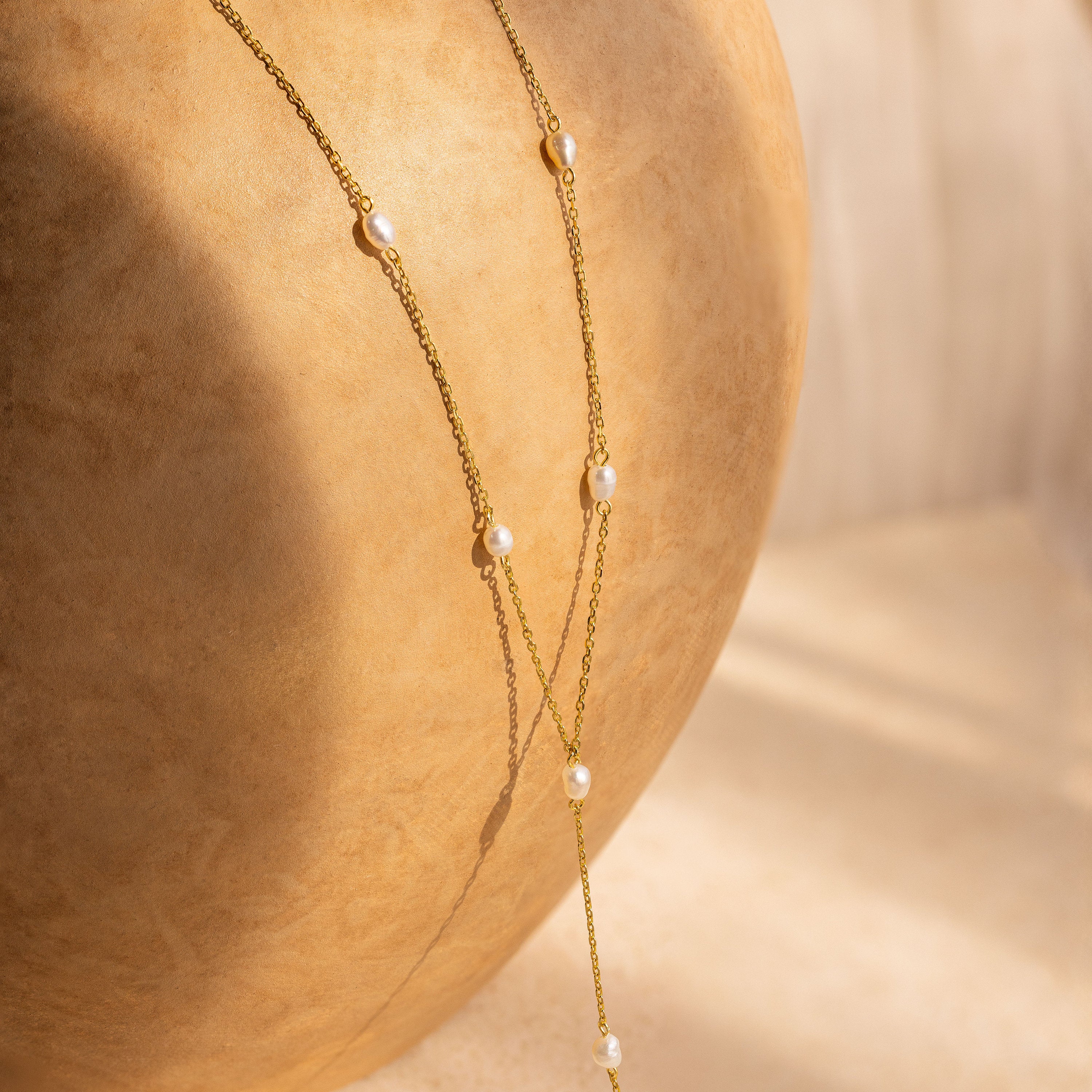Pearl Station Lariat Necklace - Image 2