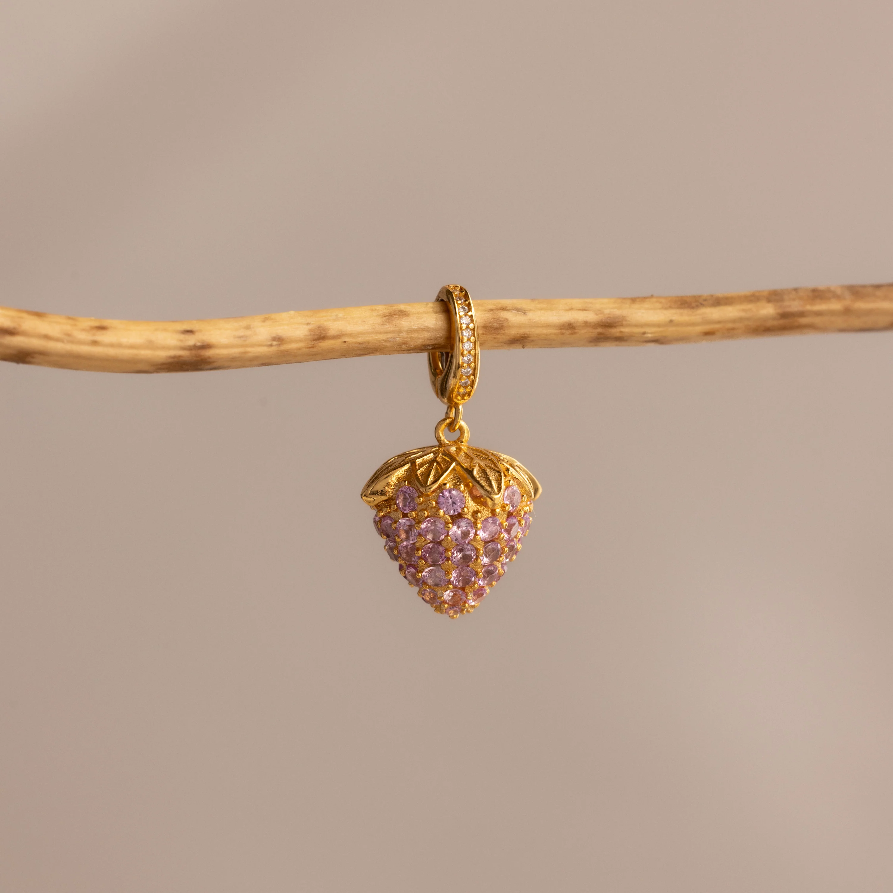 Pink Tourmaline Raspberry Charm - Image 3