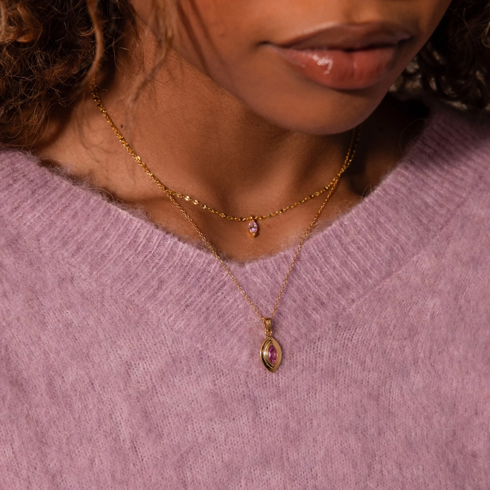 Ribbed Alexandrite Pendant Necklace - Image 4
