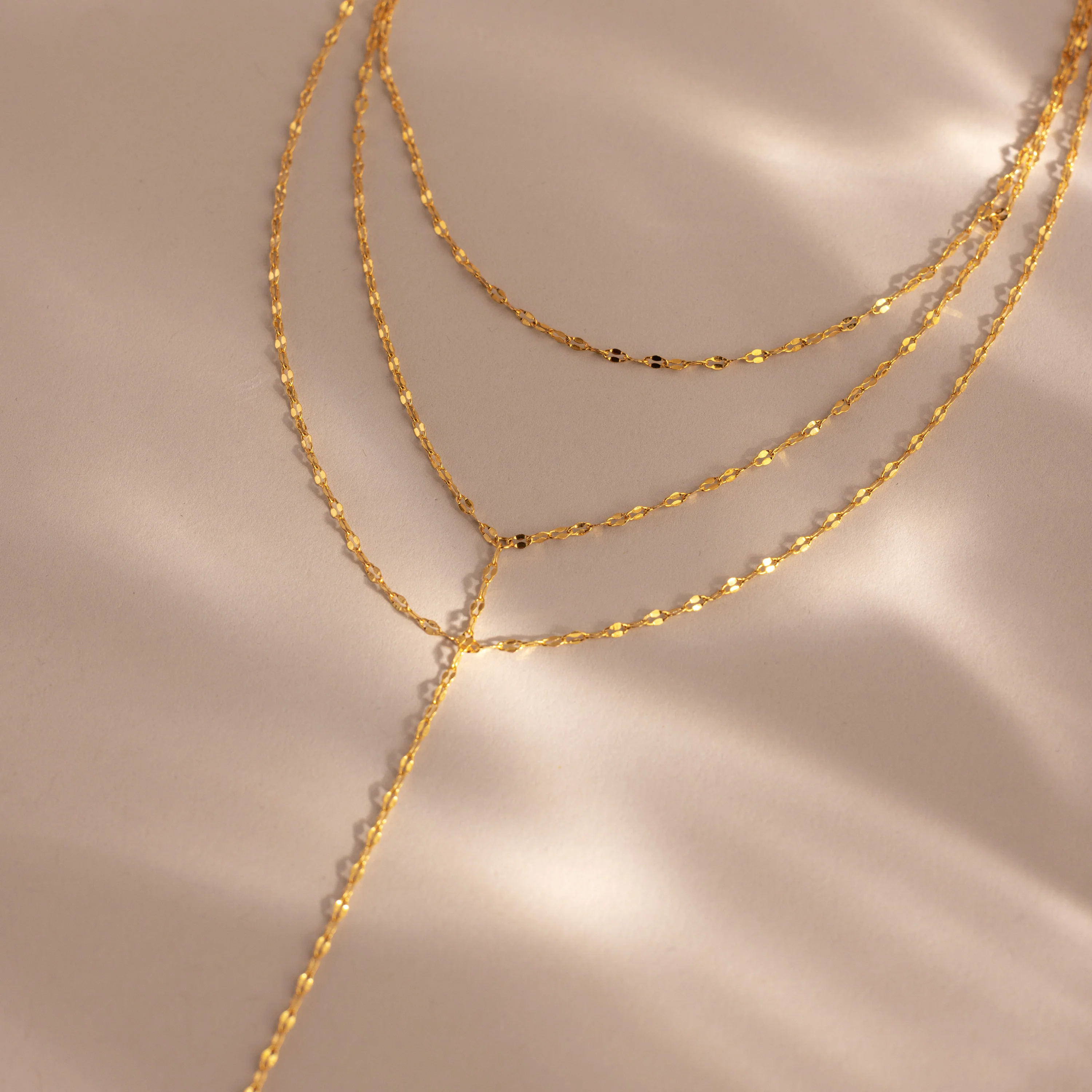 Sparkling Layered Lariat Necklace in 18K Gold - Image 3