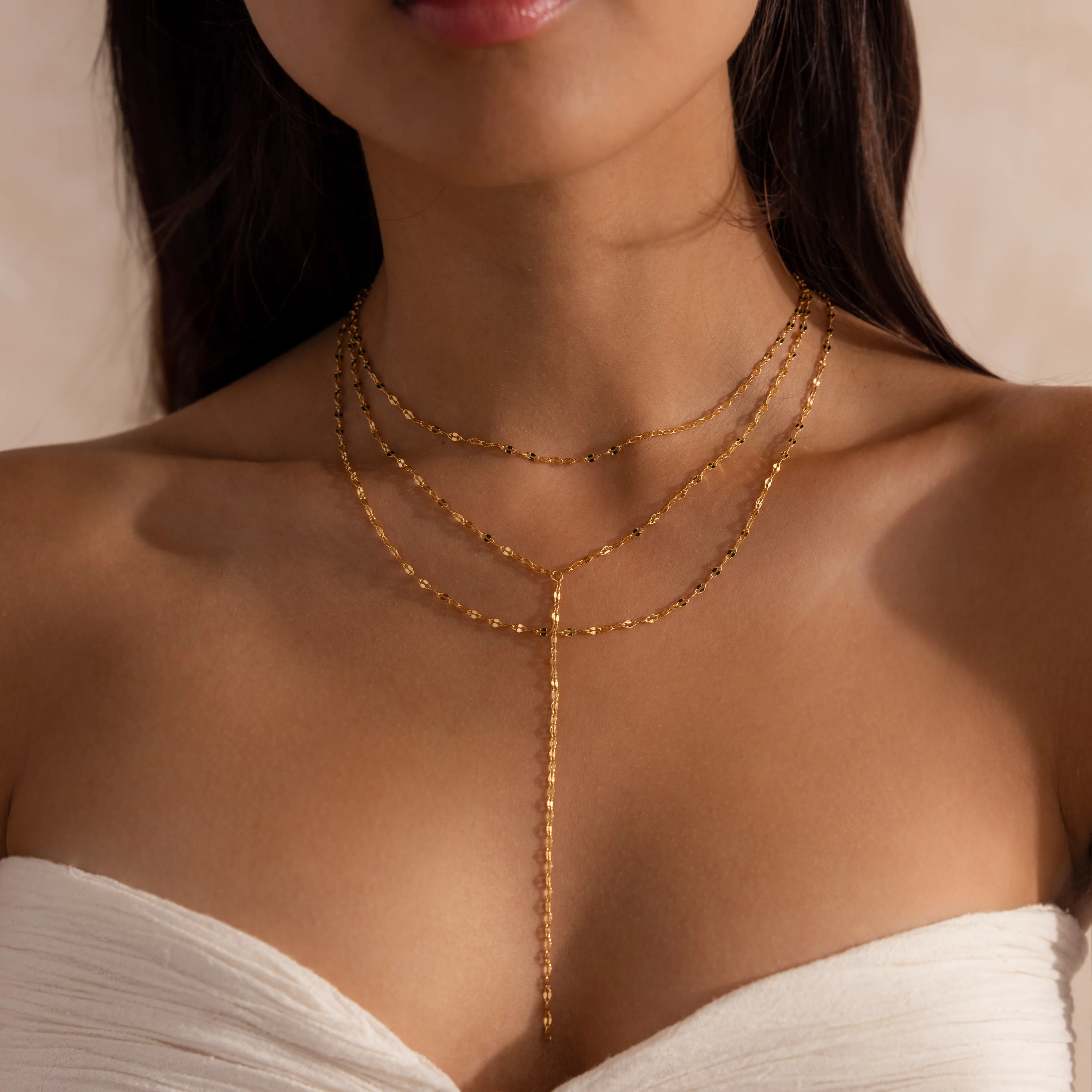 Sparkling Layered Lariat Necklace - Image 6