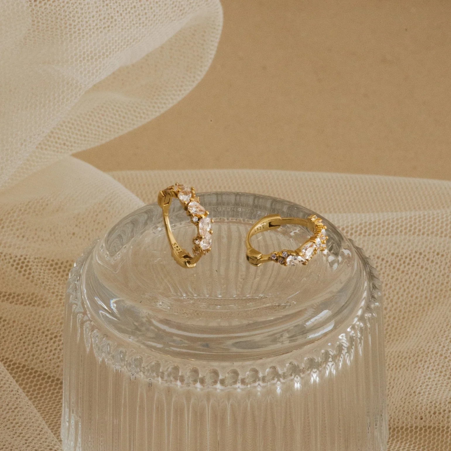 Sprinkle Diamond Huggies in Silver