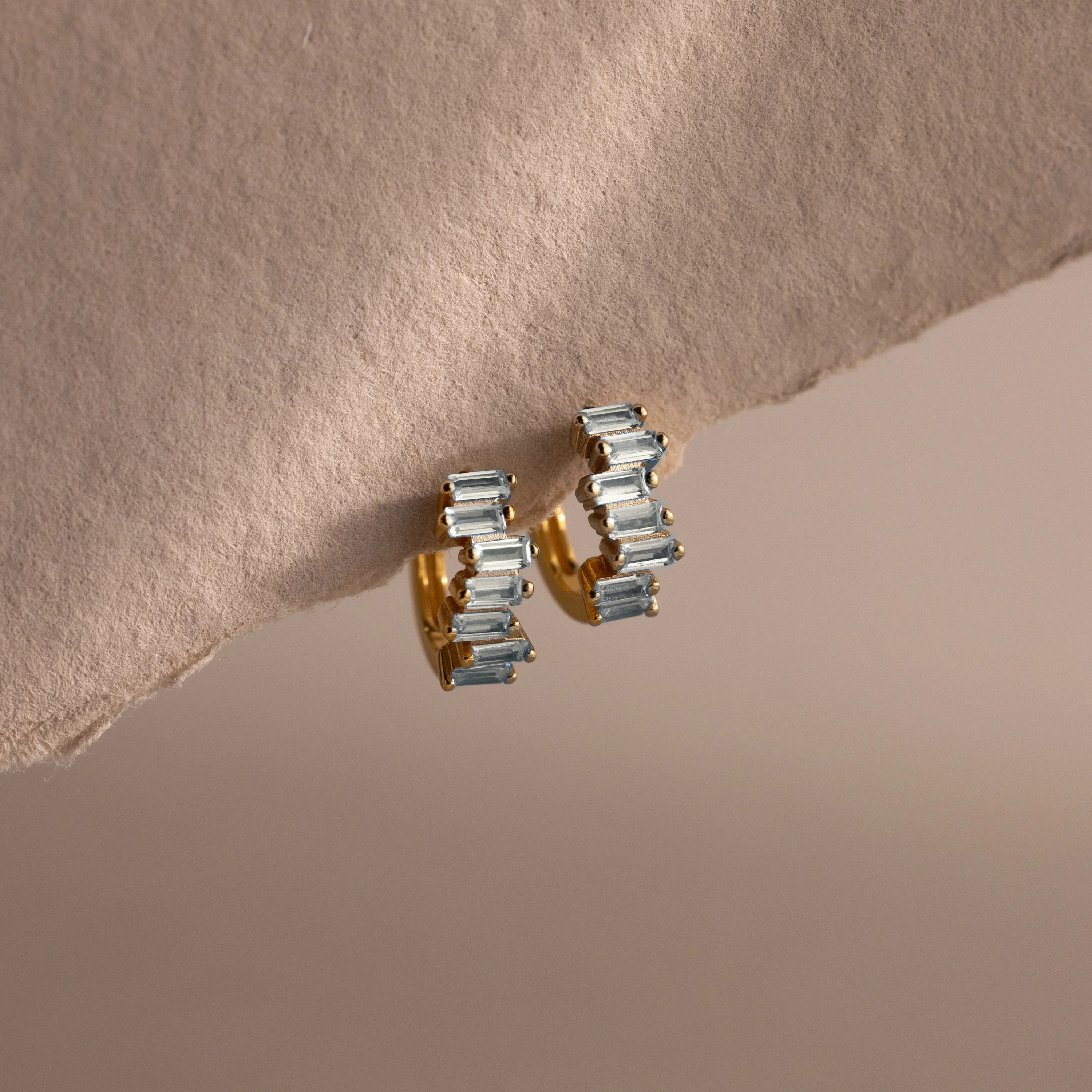 Staggered Baguette Birthstone Huggies - Image 3