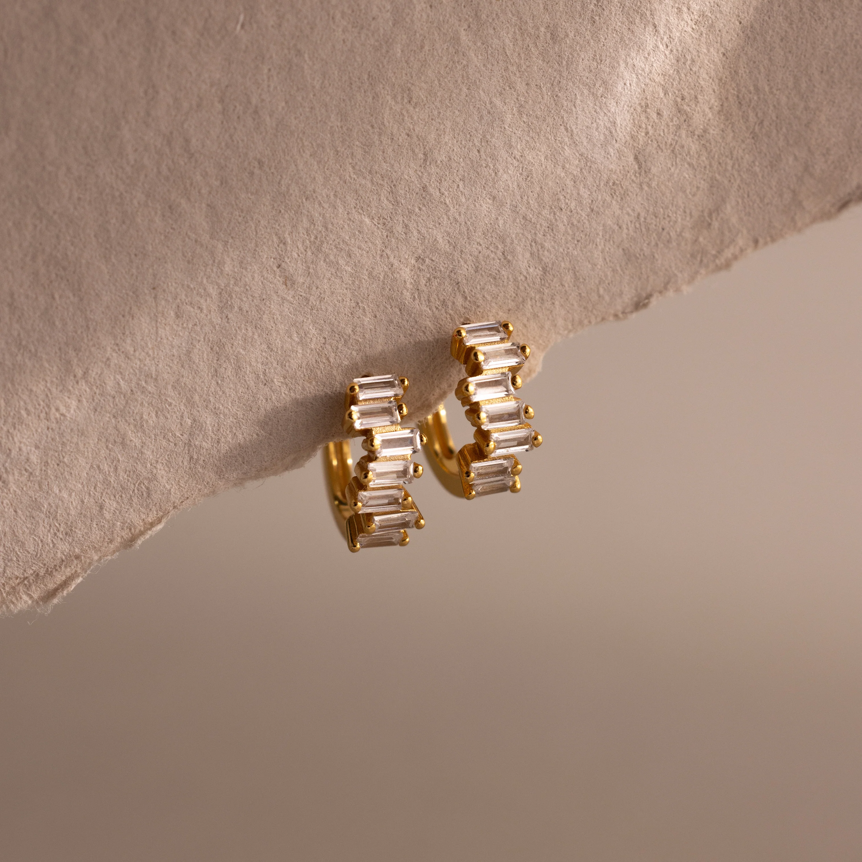 Staggered Baguette Diamond Huggies