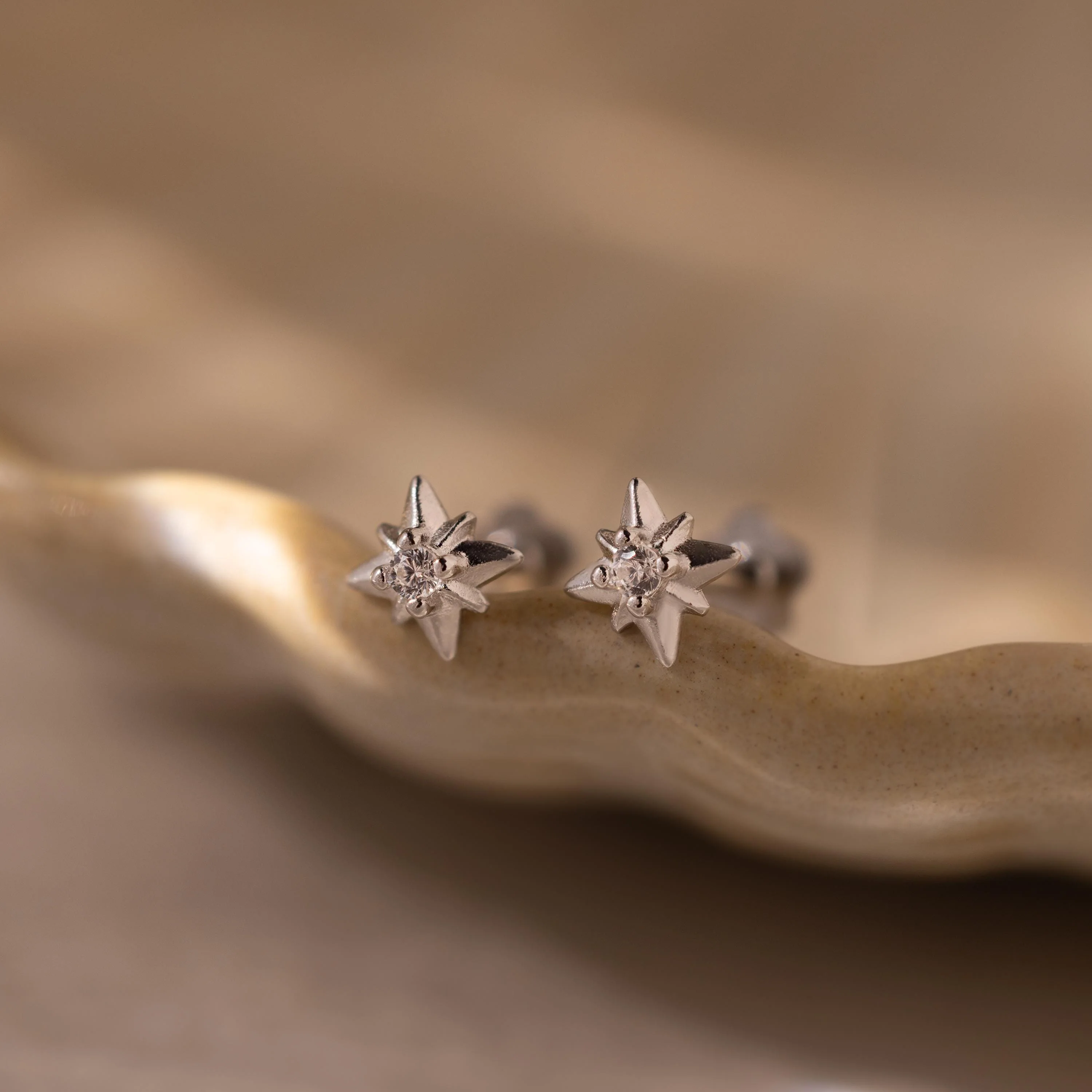 Starlight Flatback Studs in Silver