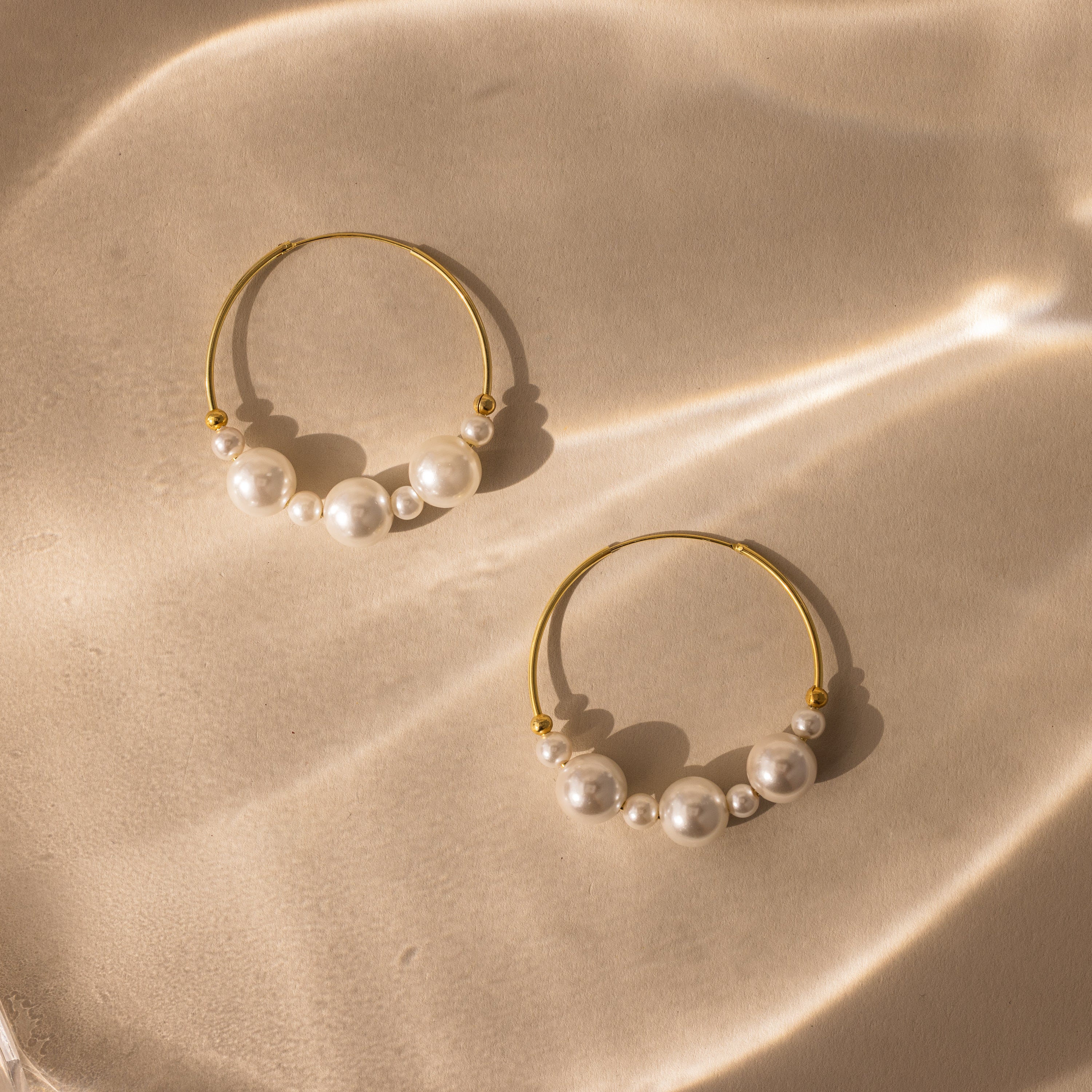 Statement Pearl Hoops in 18K Gold