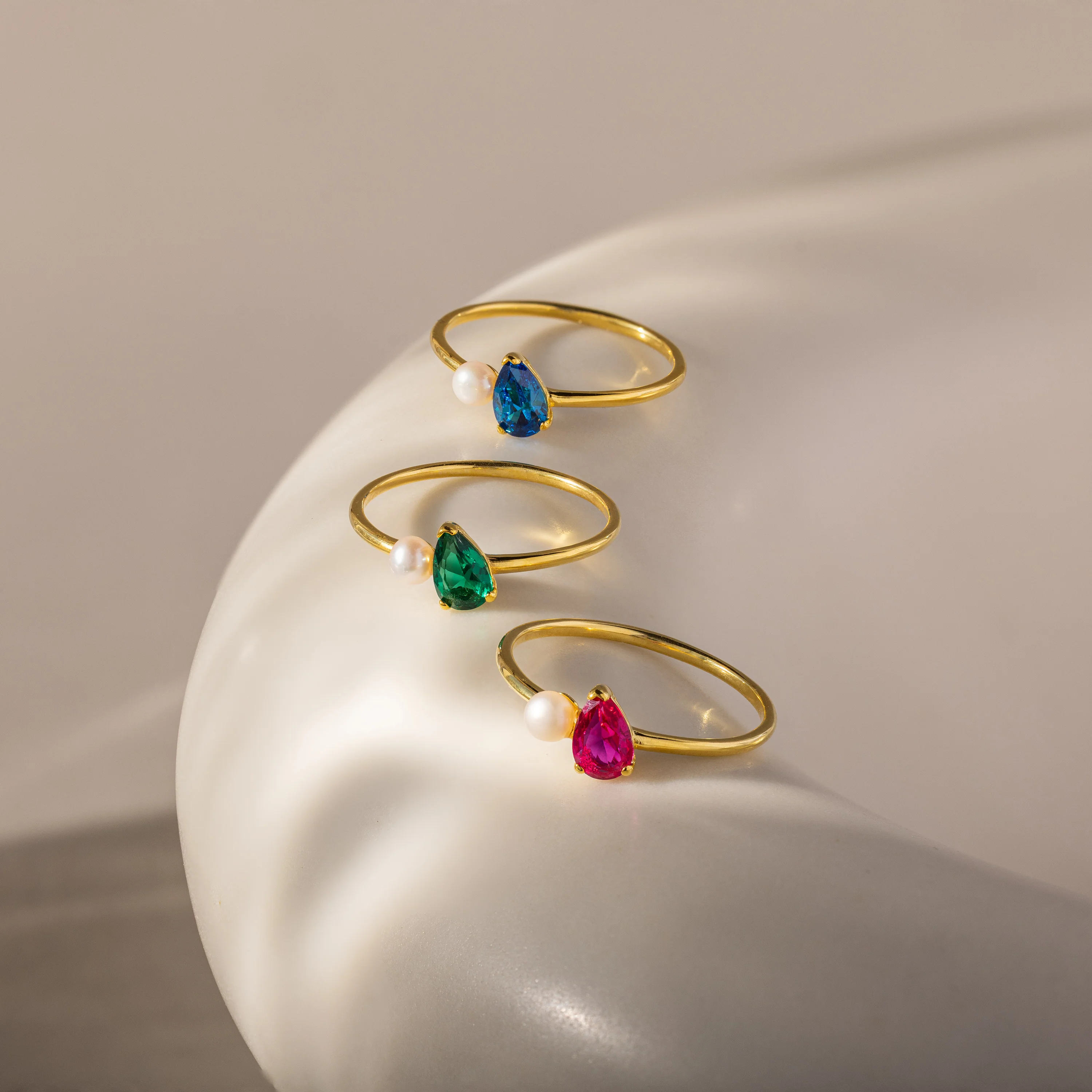 Teardrop Birthstone & Pearl Ring - Image 13