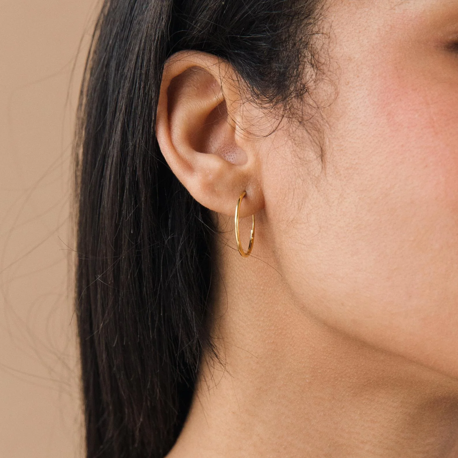 Thin Hoop Earrings - Image 4