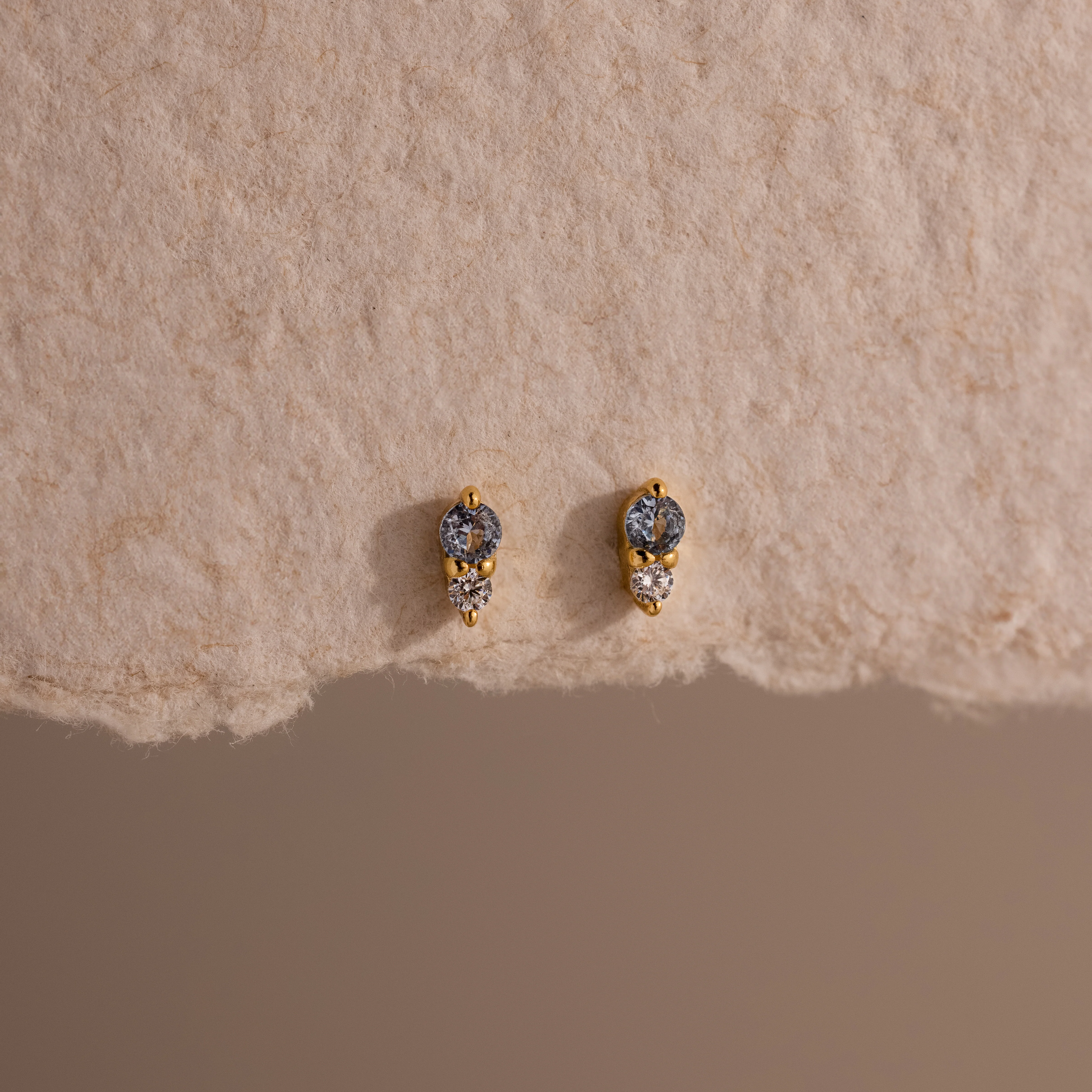 Tiny Duo Aquamarine Flatback Studs