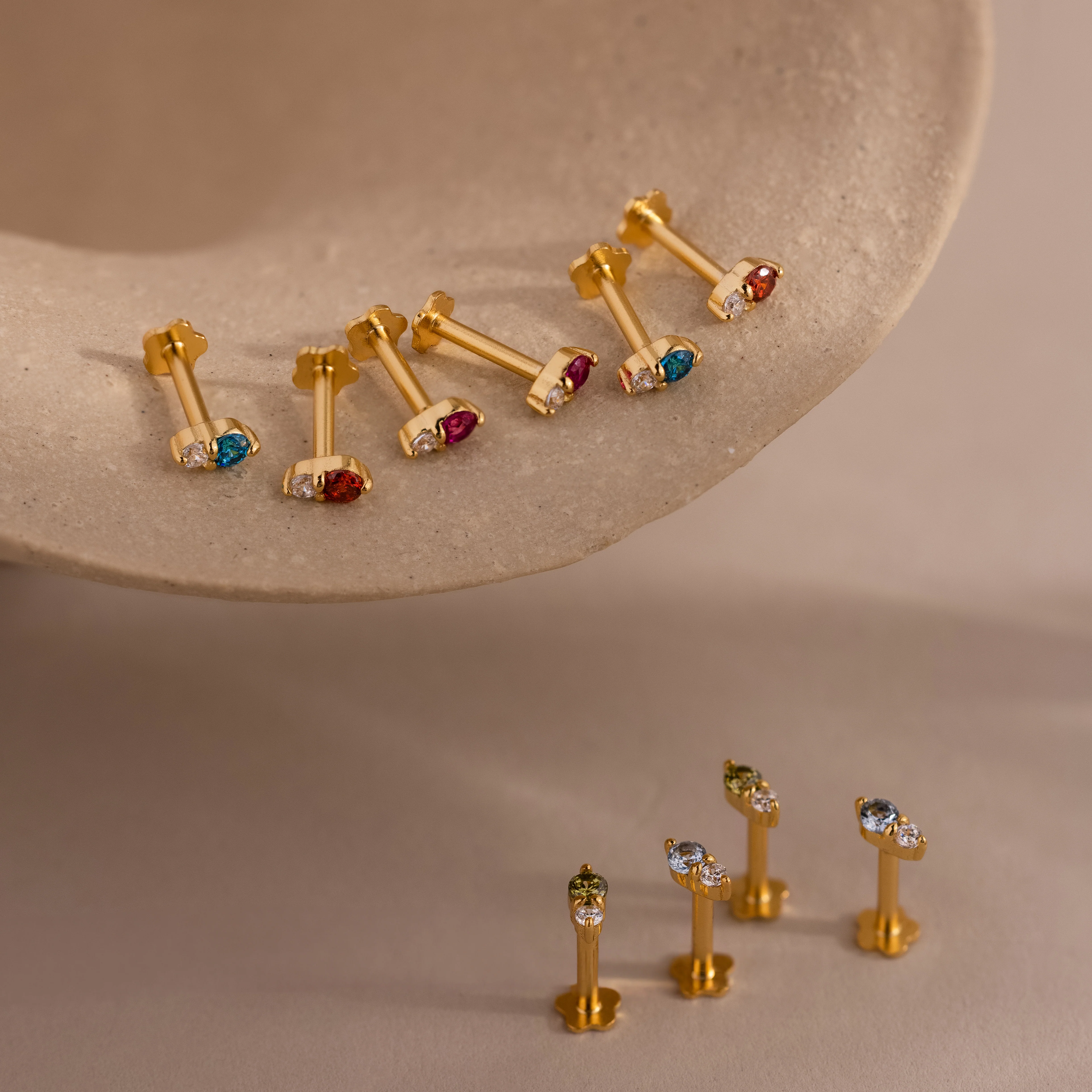 Tiny Duo Peridot Flatback Studs - Image 5
