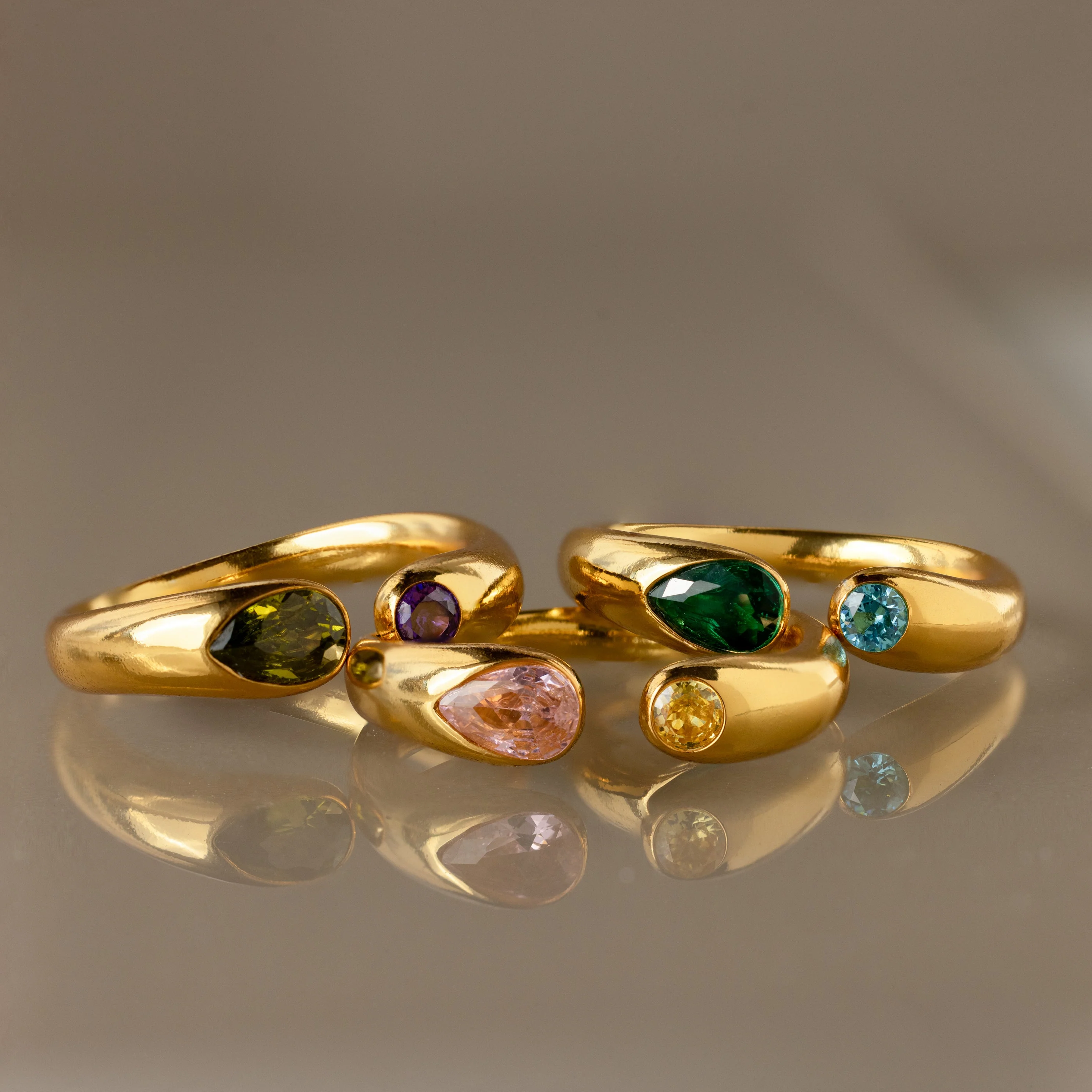 Toi et Moi Birthstone Signet Ring