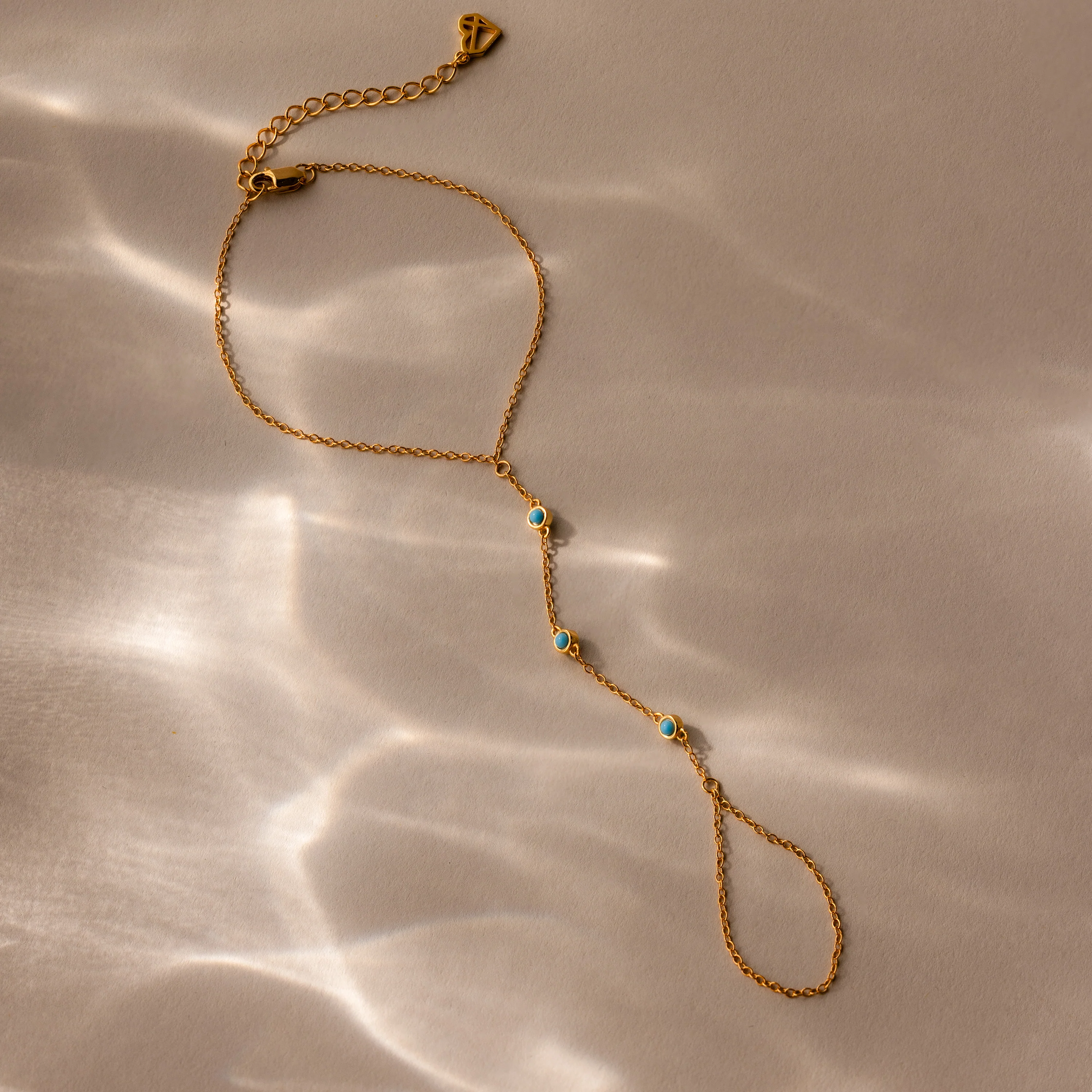 Turquoise Hand Chain Bracelet - Image 2