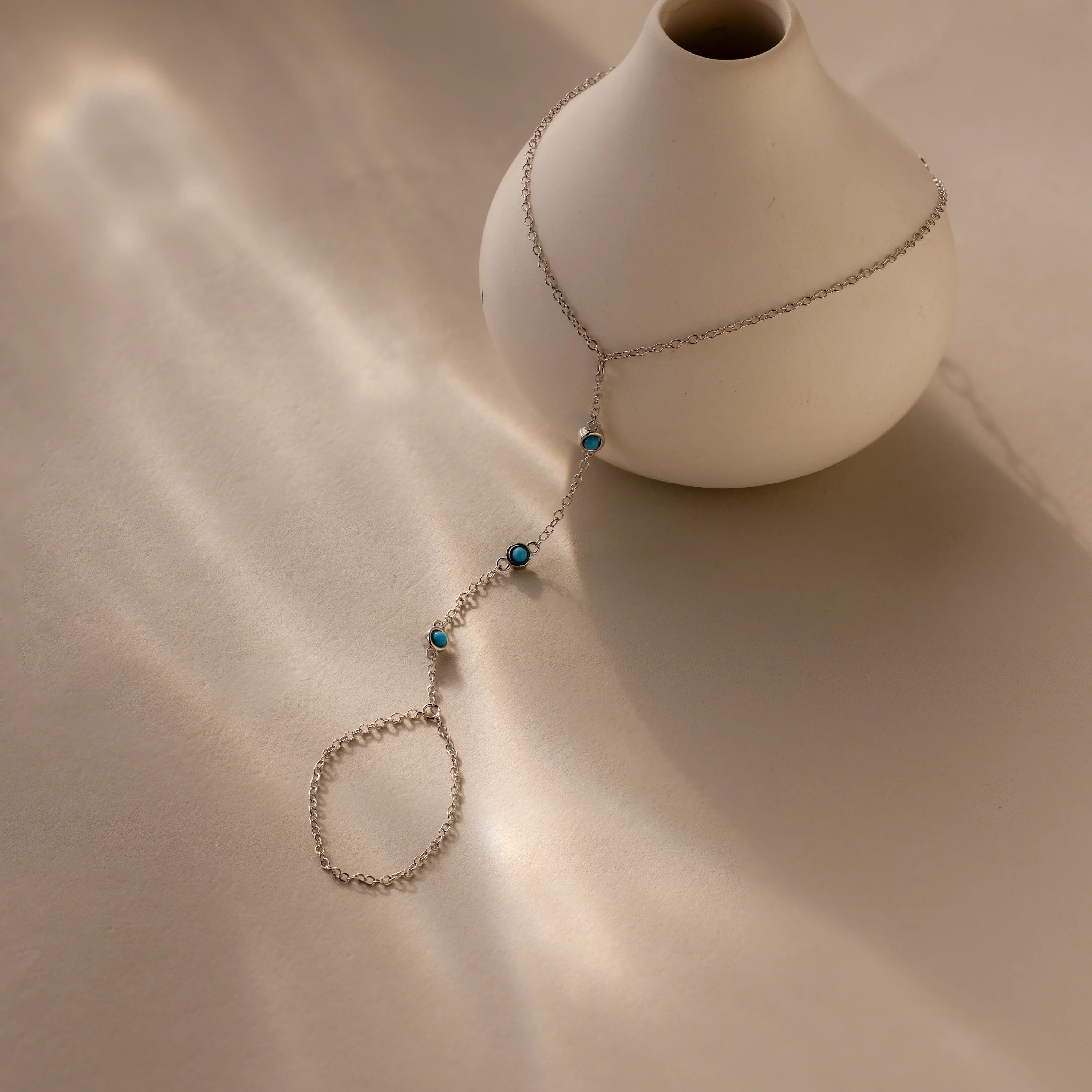 Turquoise Hand Chain Bracelet - Image 4