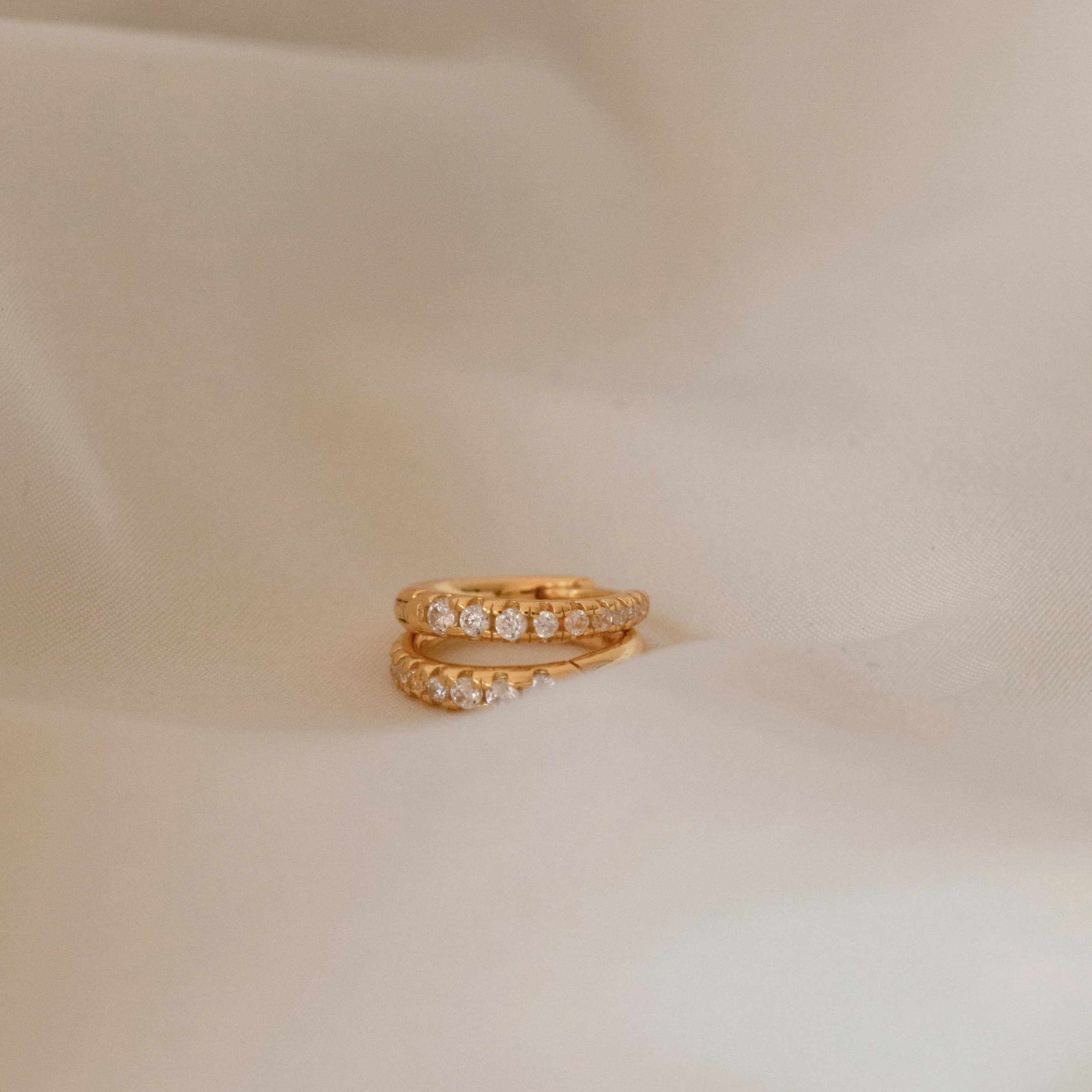 Vera Pave Huggies in 18K Gold - Image 2