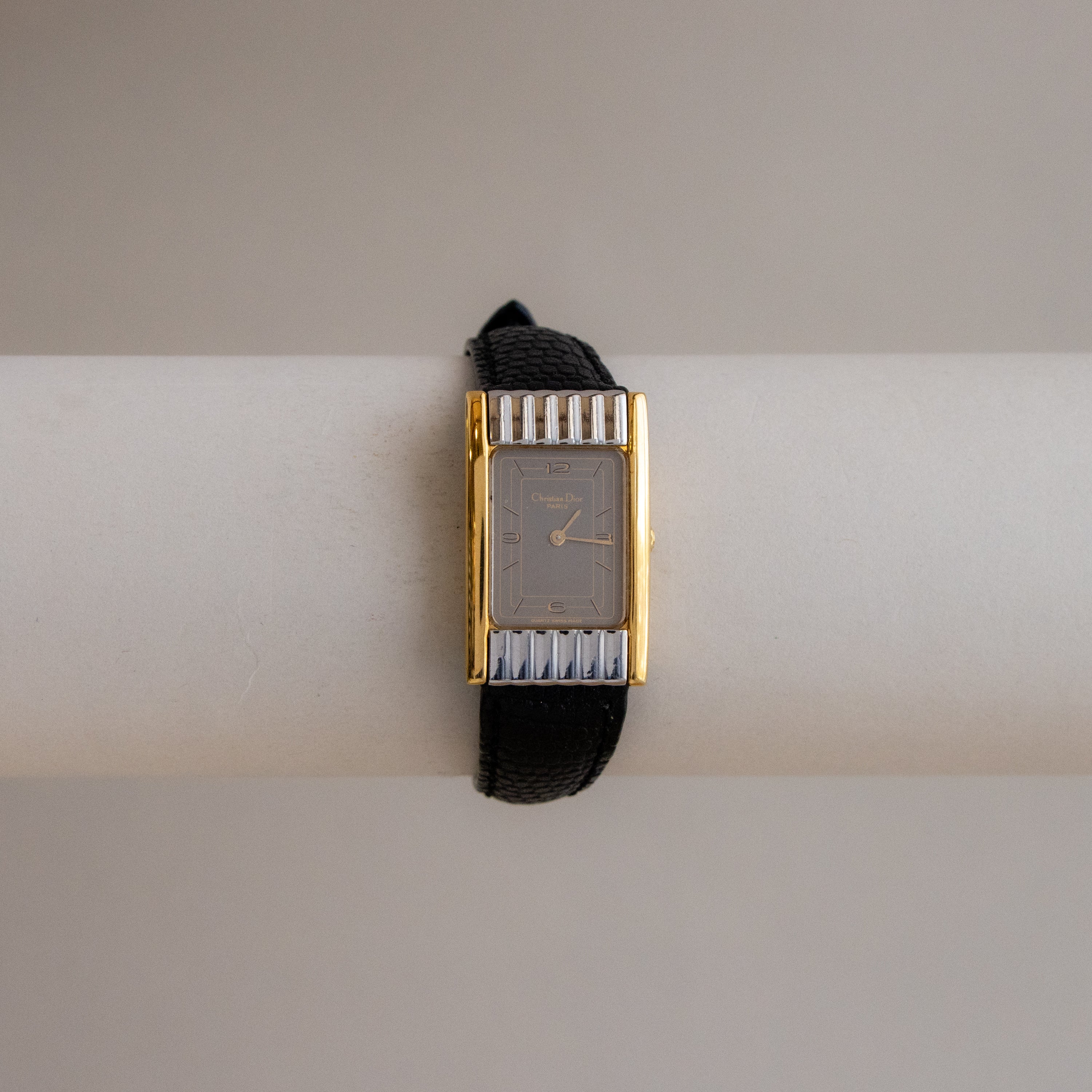 Vintage Christian Dior Swiss Rectangular Two Tone Watch - Image 2