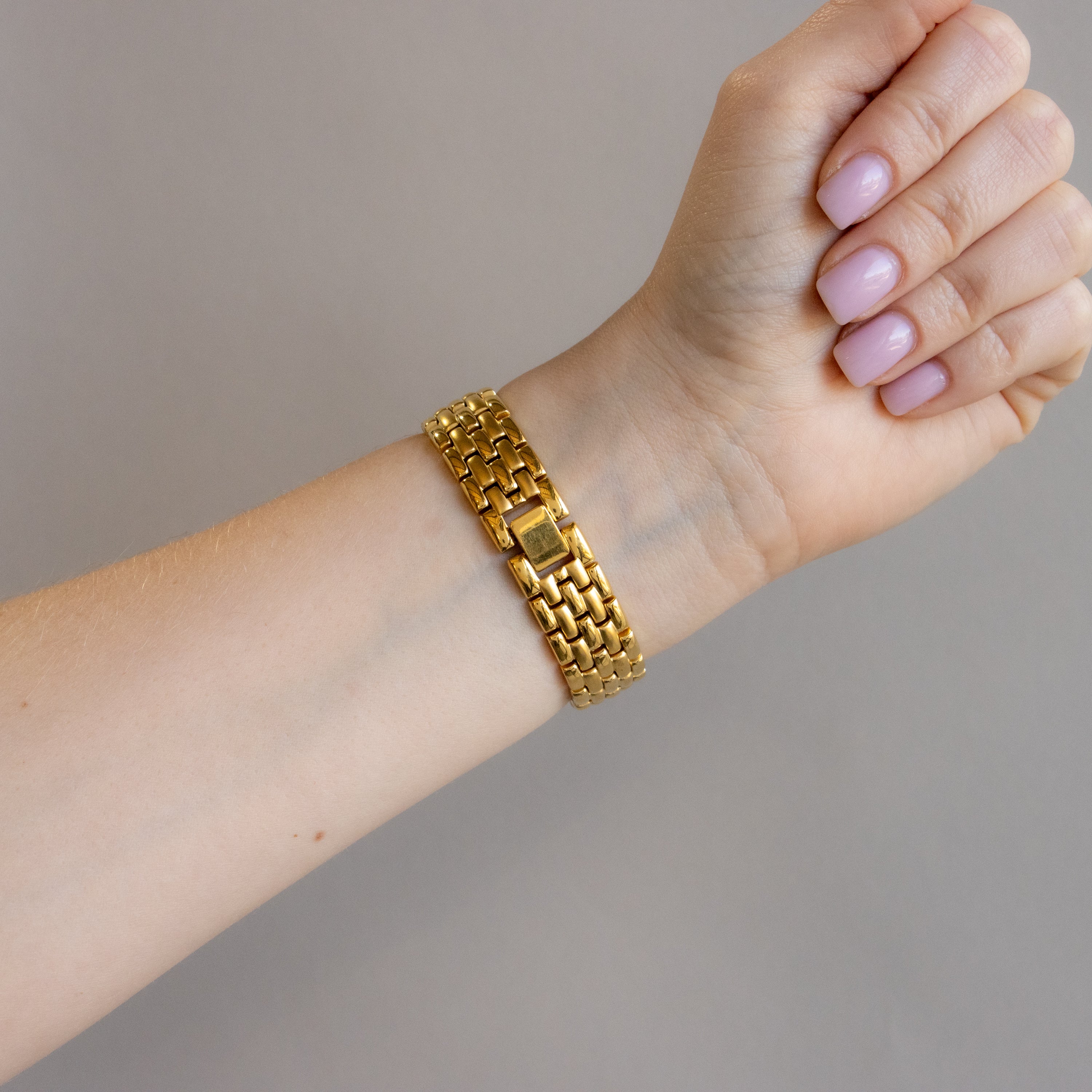 Vintage Lancel Pave Rectangular Gold Watch - Image 3
